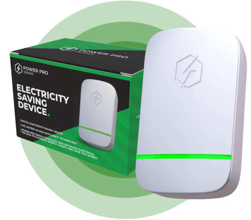 Power Pro Genius electricity saving device shown with its retail box